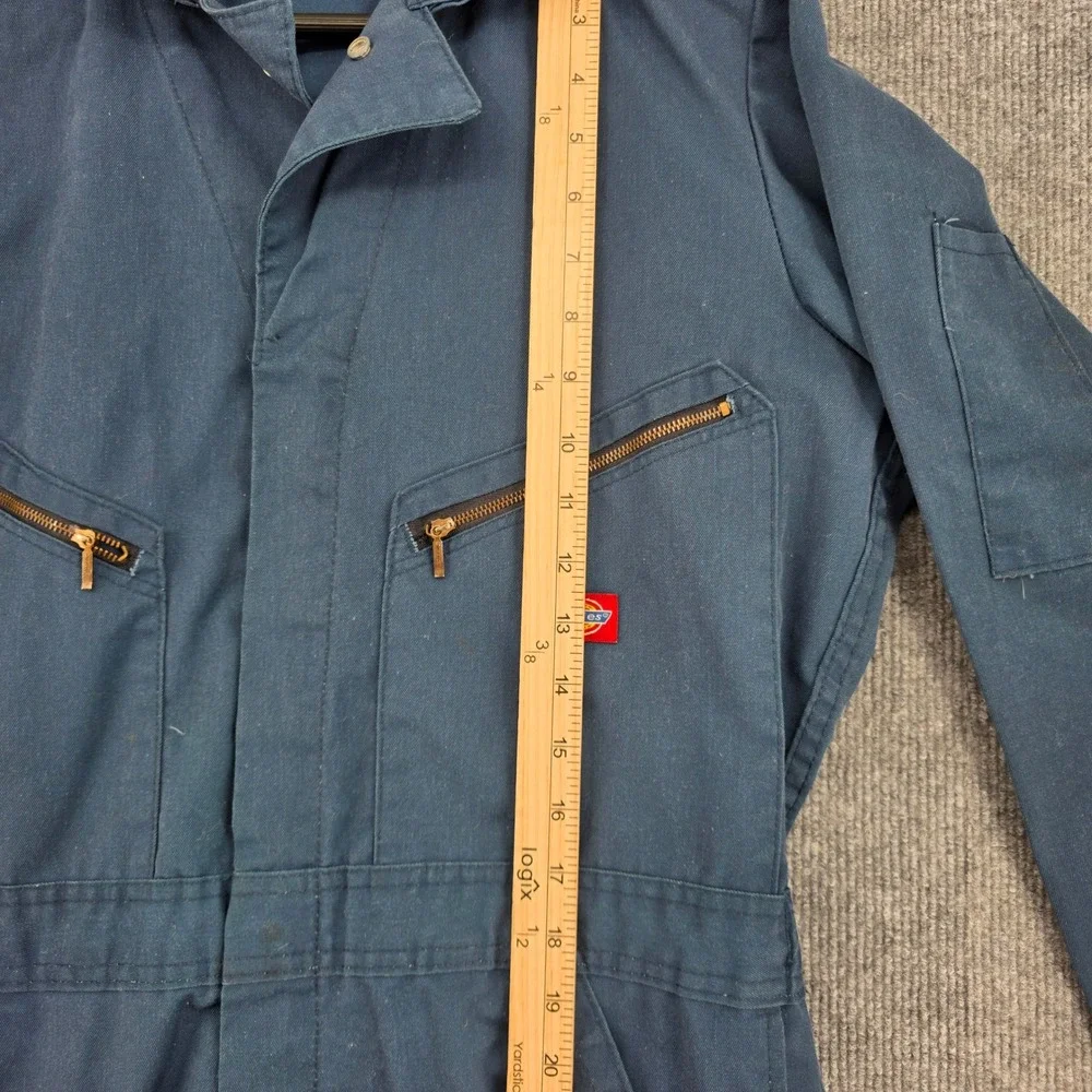 Dickies Mens Navy Blue Long Sleeve Zip Front Utility Workwear Coveralls 40 Reg
